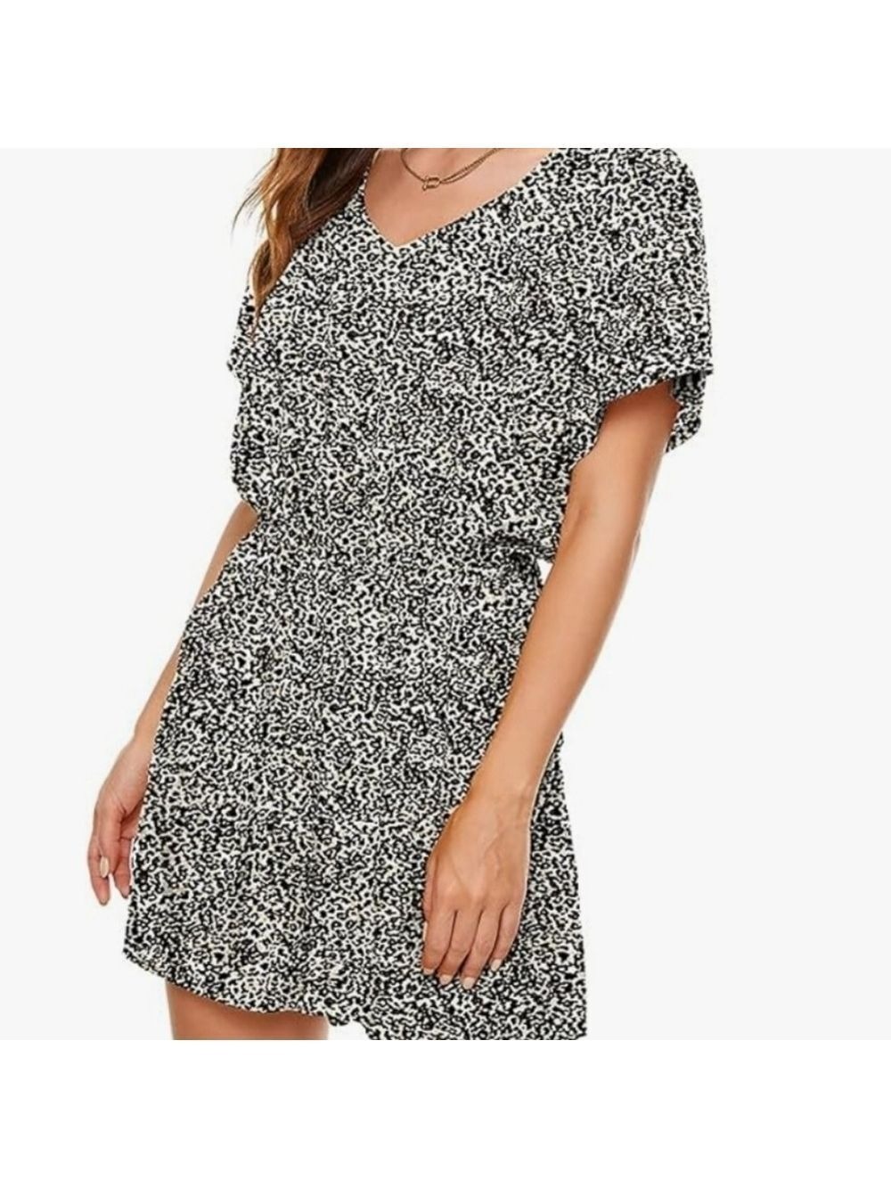 LacRettba Women's Leopard  V-Neck  With Pockets Romper Jumpsuit  NWT    Size XL